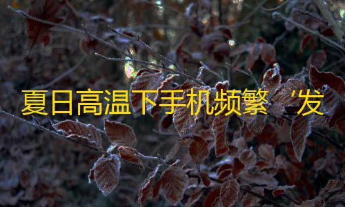暗区突围外挂透视夏日高温下手机频繁‘发烧’成常态
，你中招了吗？
